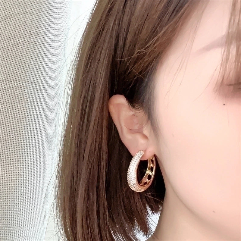 1 Pair Glam Luxurious Shiny Round Oval Solid Color Plating Inlay Copper Zircon Gold Plated Earrings