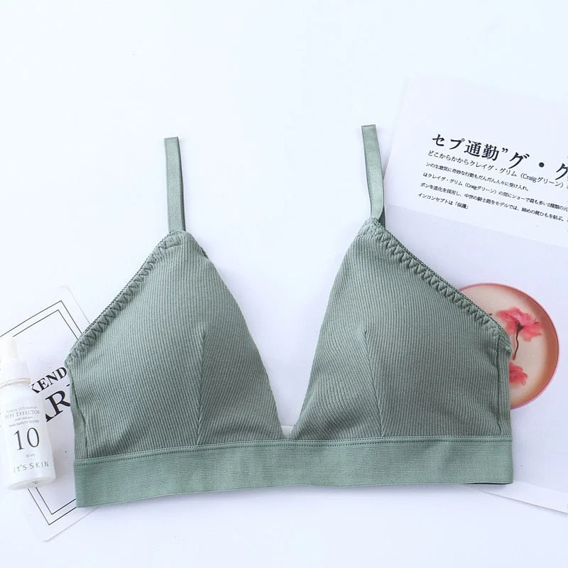 Cotton Bras For Women Seamless Bra Comfort Underwear Top Female Brassiere French Bralette  Padded Triangle Bra Sexy Lingerie