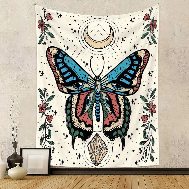 Olivenorma Moth Butterfly Black White Tapestry