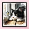 Cat Bird-Partial 11CT Stamped Cross Stitch Bead Embroidery 36*36cm/14.17*14.17in tapestrymarket
