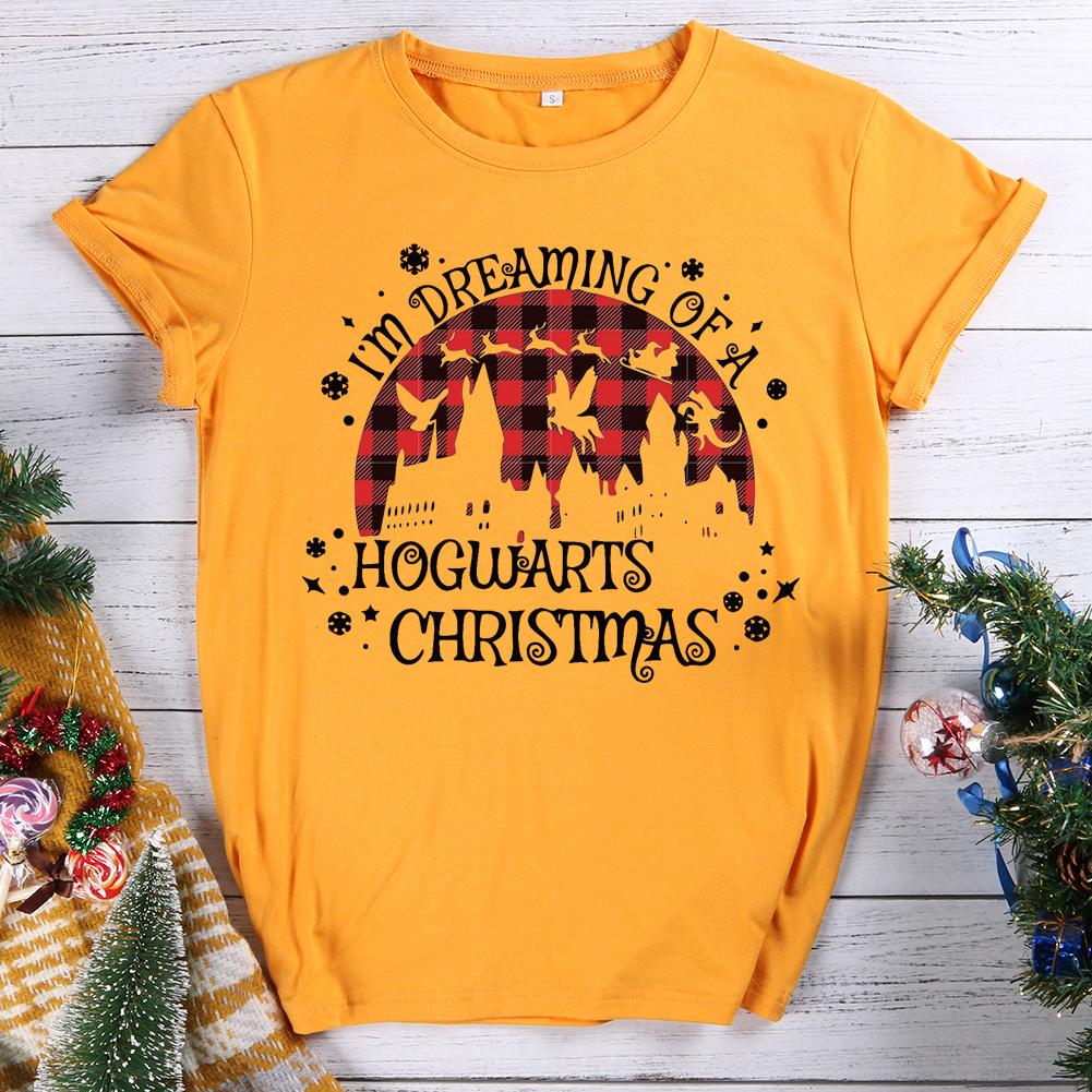 I Dream of a Hogwarts Christmas Round Neck T-shirt-0018606