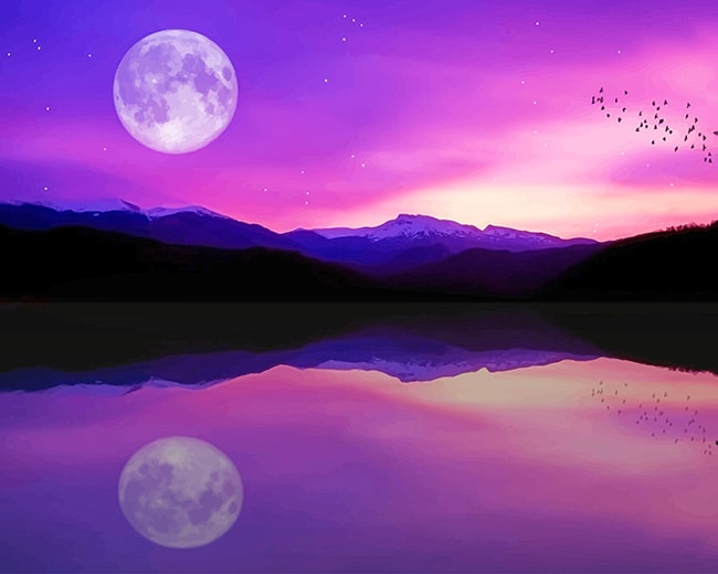 

Full Moon Lake Reflection – Paint By Numbers - 40*50CM, 501 Original