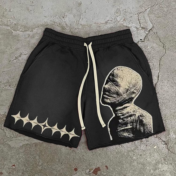 Mummy Stone Statue Graphic Vintage Shorts - SOPULA