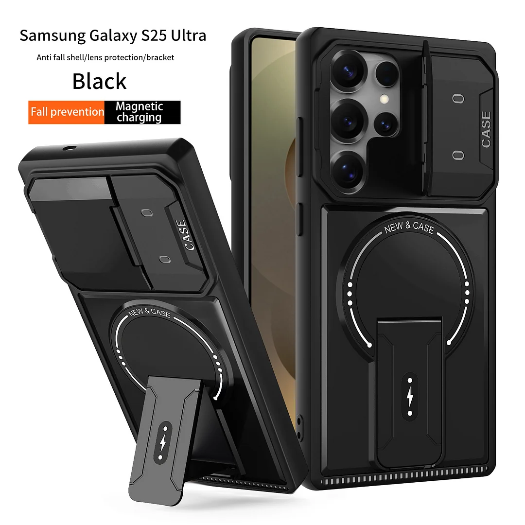 New Applicable Samsung S25Ultra Mobile Phone Case Mecha Magnetic Stand 17 Anti-Fall And Anti-Fingerprint Protective Cover