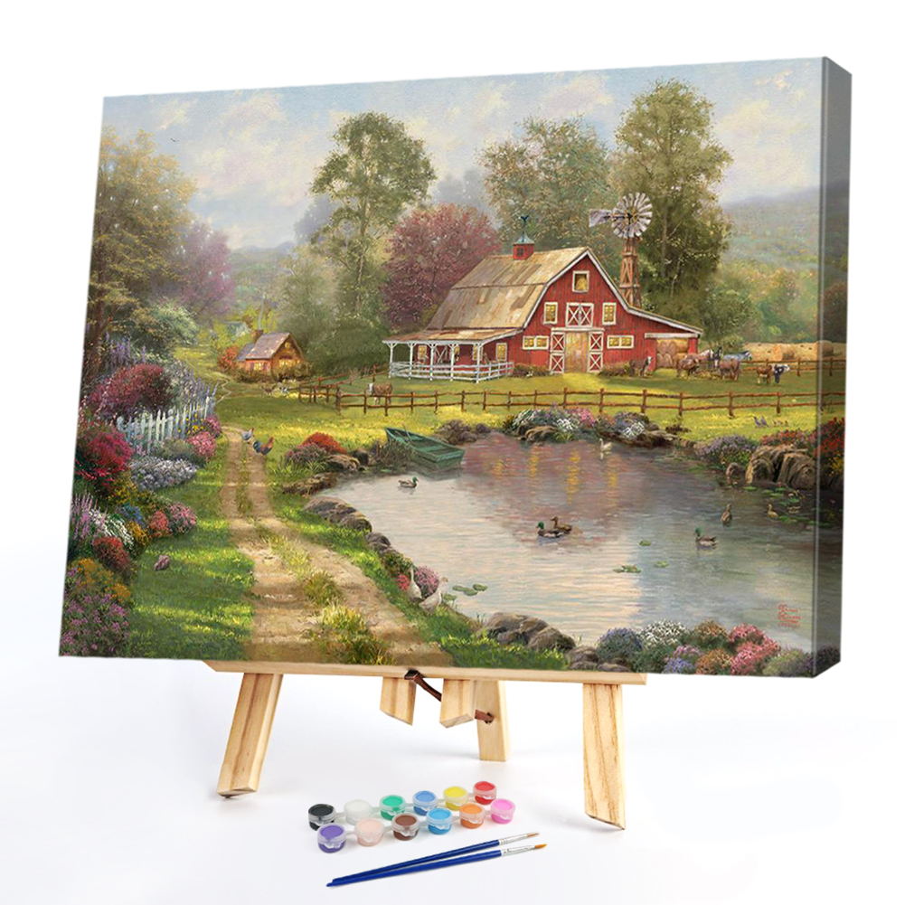 

50*40CM - Paint By Numbers - House by the Pond, 501 Original