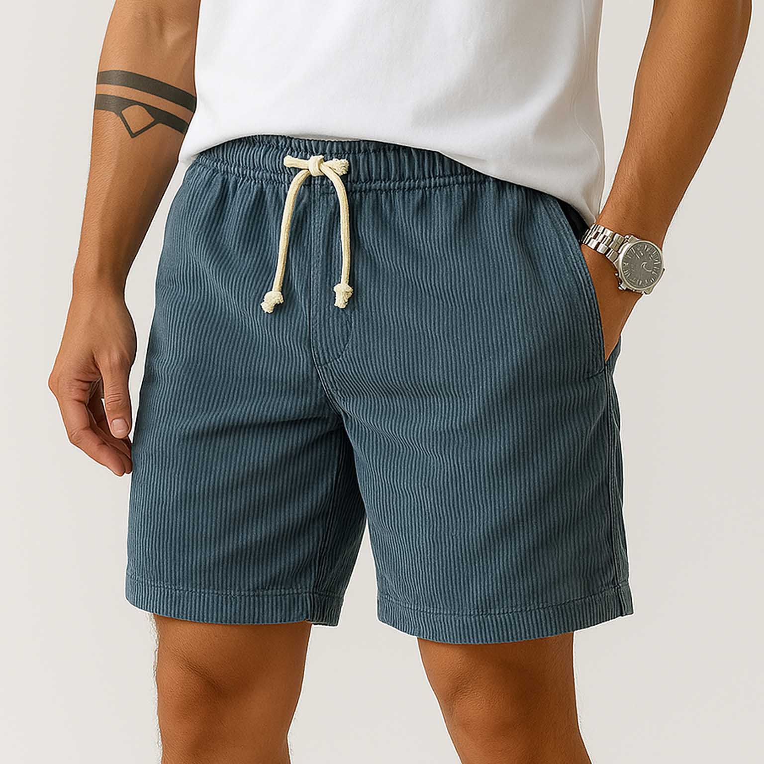 Men's Vintage Corduroy Surf Elastic Drawstring Shorts