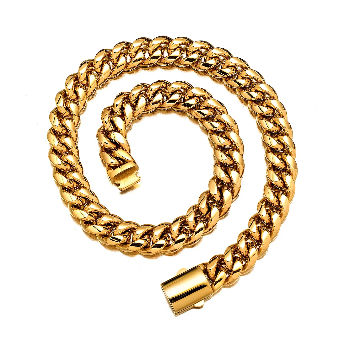 6/8/10/12/14mm Width Titanium Stainless Steel Mens Cuban Link Chain, Miami Cuban Chains Necklace, No Tarnish&Durable Hip Hop Mens Hewelry