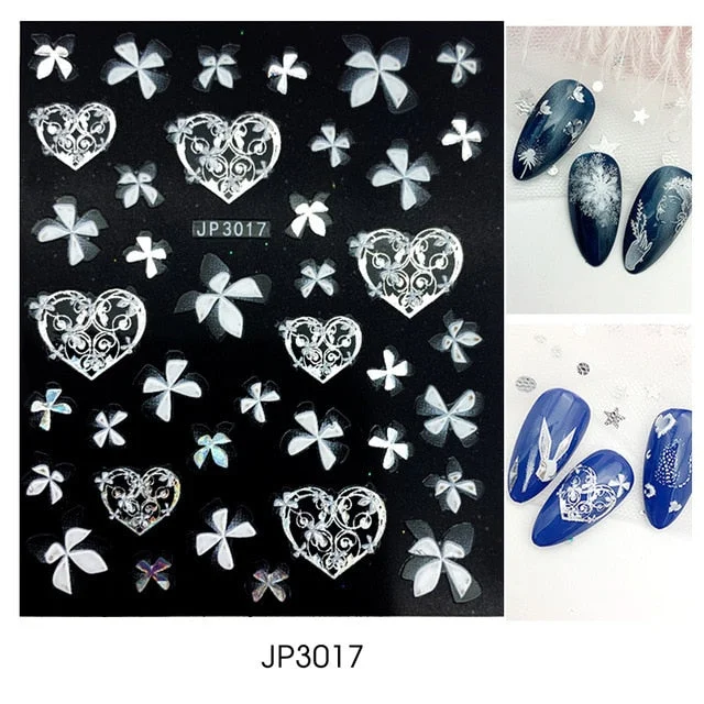 Nail Stickers Embossed 5D Elegant Abstract Art Designs Back Glue Nail Decals Tips For Beauty Salons-Nail Inspo