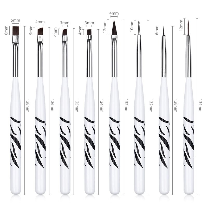 8pcs/Set Nail Brush Nail Art Acrylic Liquid Powder French Stripes Lines Liner Painting Design Brush Dotting Picking Pen Tool