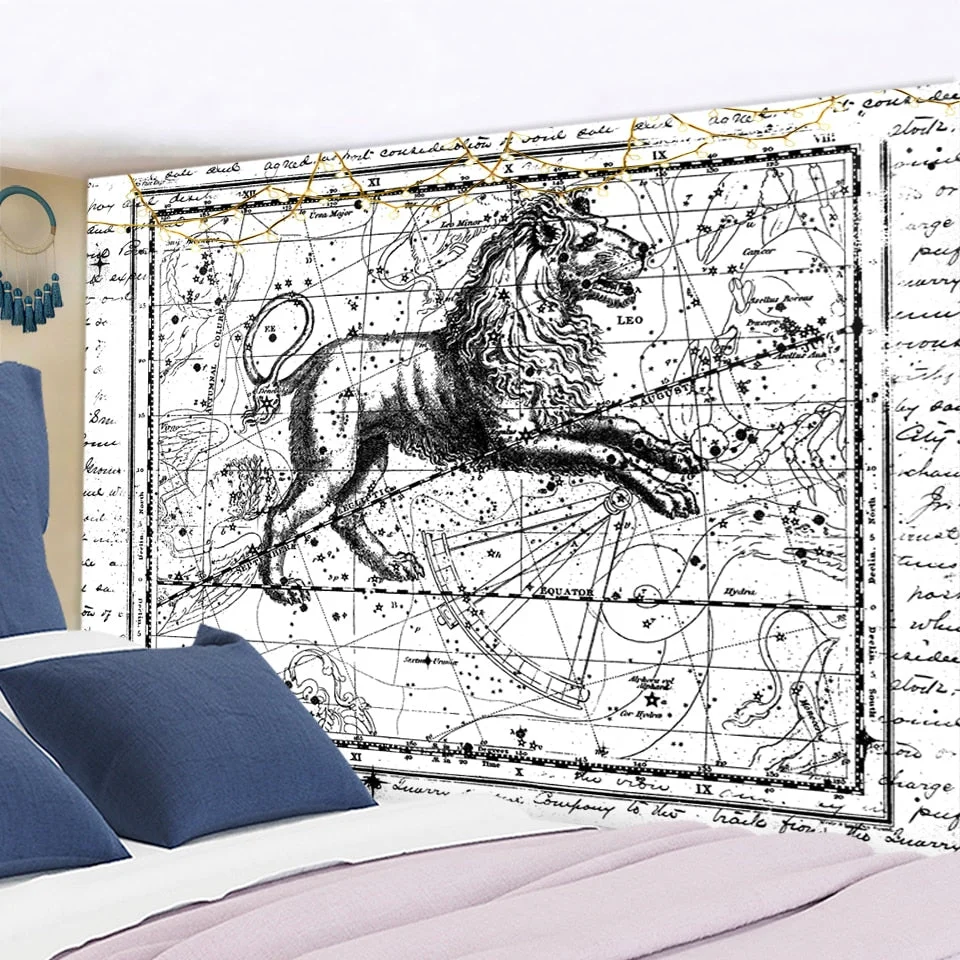 Tarot Card Mandala Tapestry White Black Sun And Moon Tapestry Wall Hanging Hippie Wall Rugs Dorm Decor Blanket