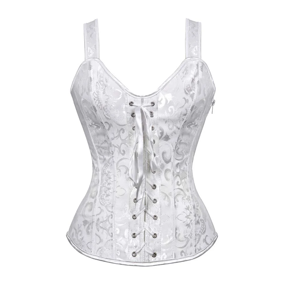 Billionm Corset Sexy Bustier Vest Top Zipper Lingerie Plus Size Gothic Brocade Victorian Corselet for Women Burlesque Black White Green