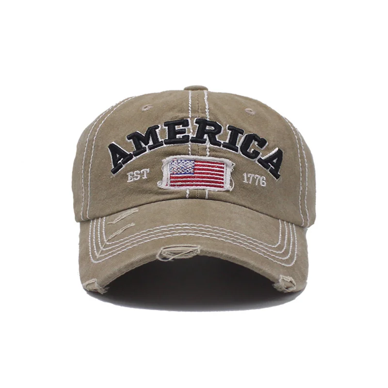Men's Women's American Flag Embroidered Washed Retro Cap-inspireuse