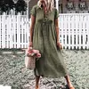 Solid Color Button Fly Daily Casual Dresses
