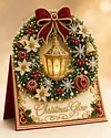 6pcs DIY Christmas Wreath Pearl Art Diamond Painting 3D Greeting Card