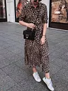 Snake-Print And Leopard Long Sleeves Maxi Dresses