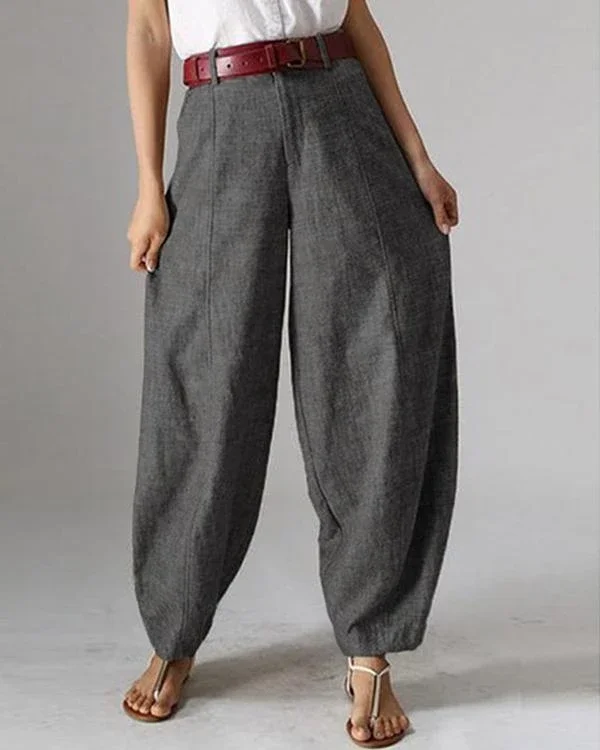 casual solid color pockets harem pants for women p258769
