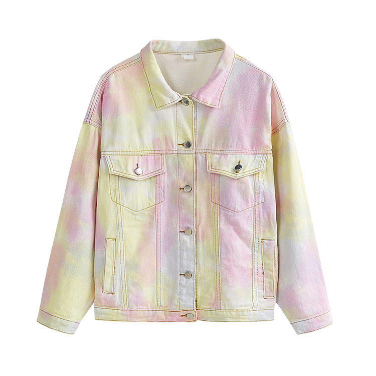 Lovely Kawaii Tie Dye Gradiente Pastel Rainbow Denim Jacket SS1943