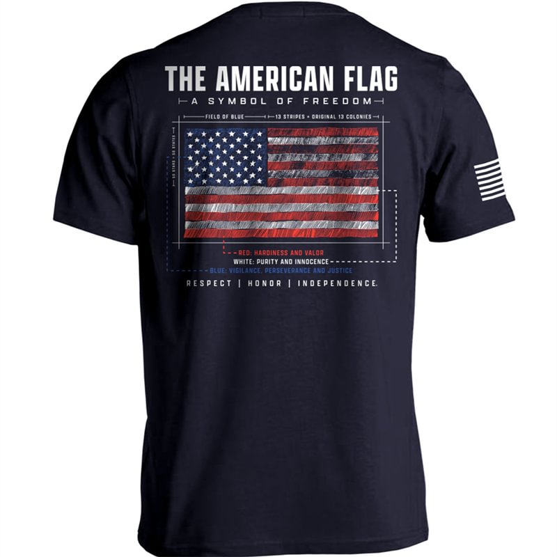 Men‘s Casual “The American Flag- A Symbol of Freedom”  Printed Short Sleeve T-Shirt