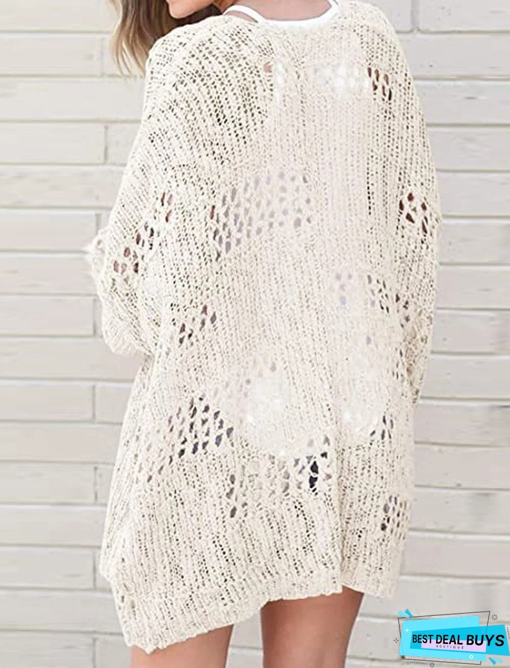 Casual Loose Long-Sleeved Hollow Cardigan