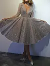 Shiny Long Sleeves Midi Dress