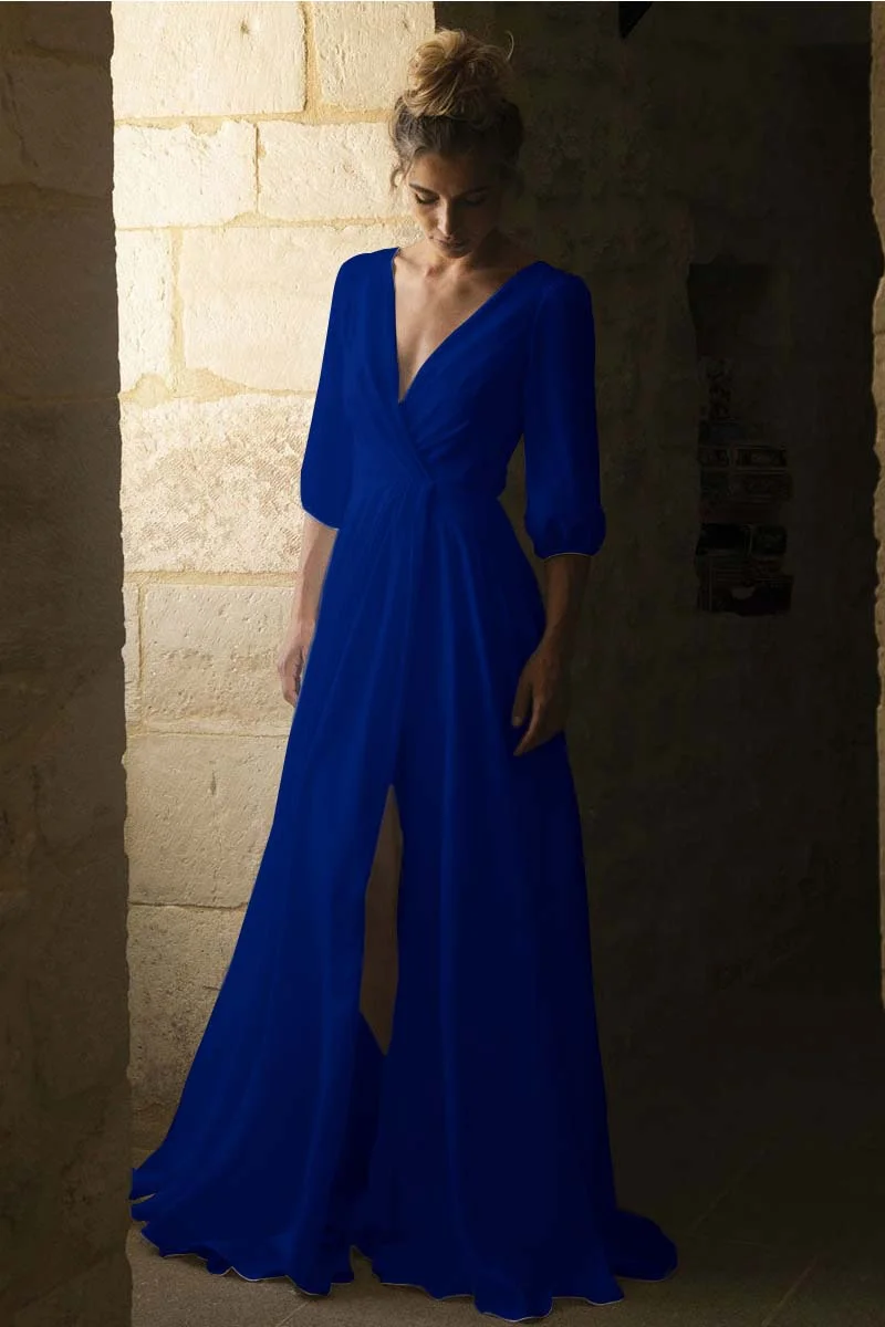 Daisda Sleeves V-Neck Wedding Half Dress