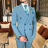 Sky-Blue Double Breasted Suit 2-Piece