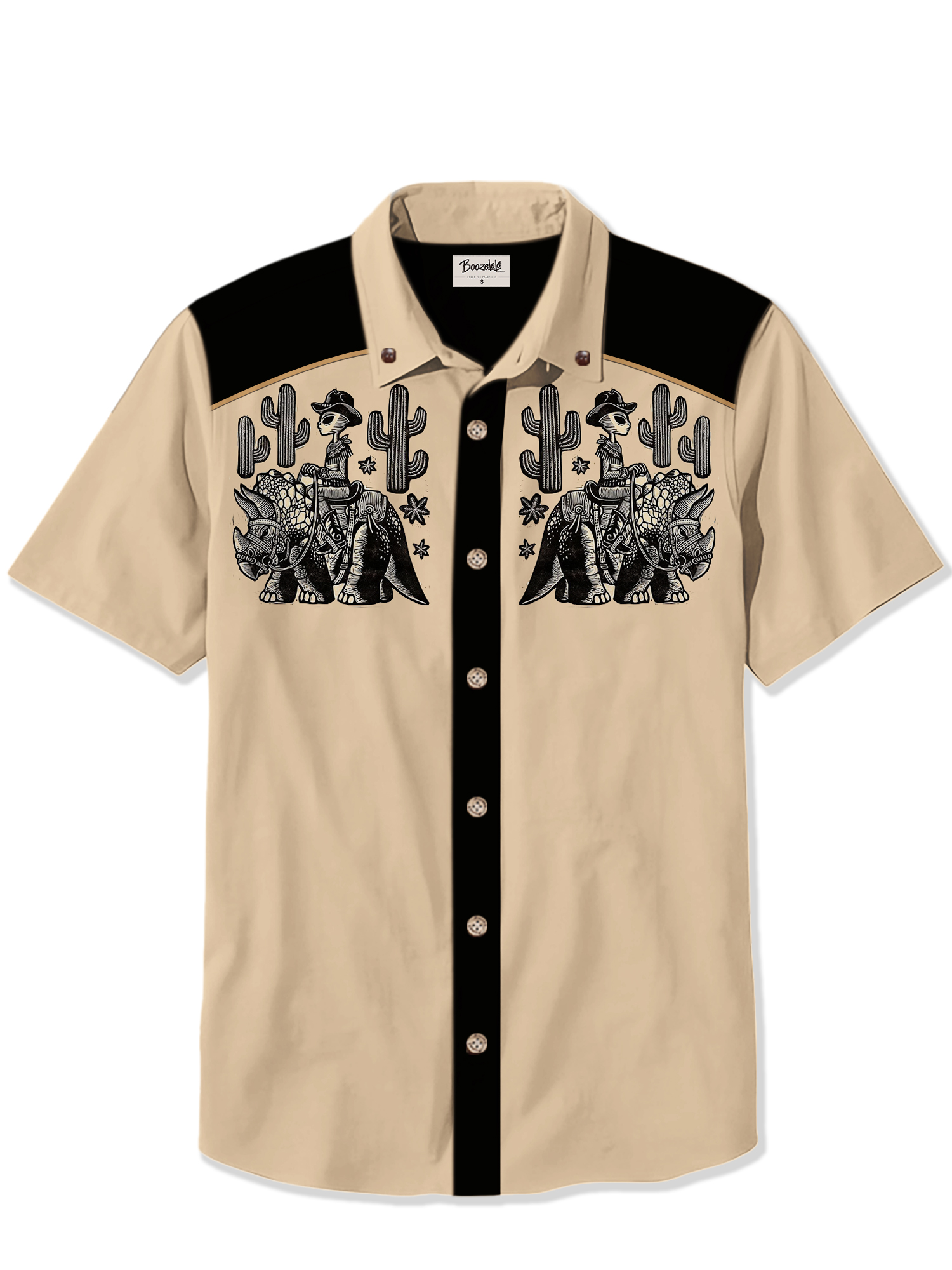Alien Cowboy Riding A Rhino - 100% Cotton Shirt