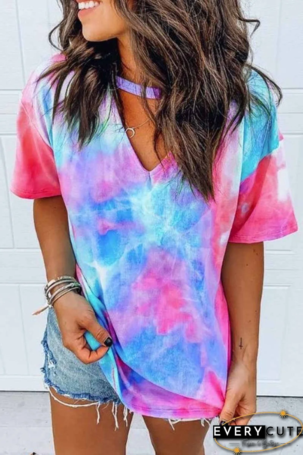 Round Neck Tie-dye Loose T-shirt