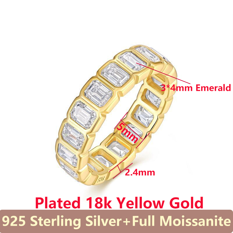 [ 3*4mm Emerald Cut]  Full Moissanite Diamonds Rings For Men & Women S925 Sterling Silver Jewelry Plated Women's Moissanite Ring