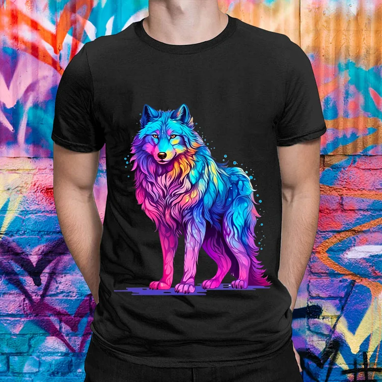 Painted Wolf Casual Round Neck T-shirt -BSTC1368