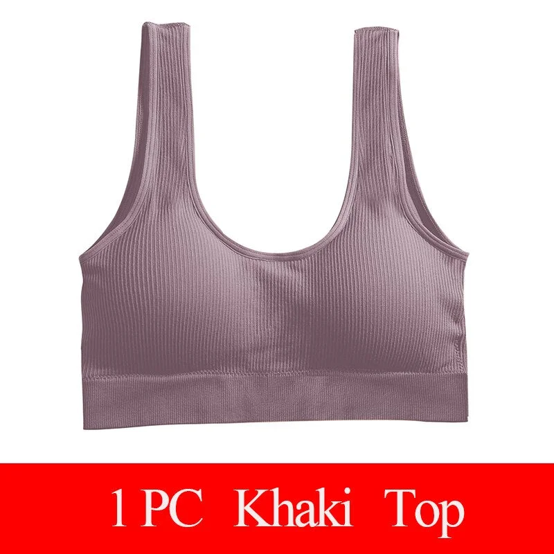 Women Bra Set Female Tube Tops Tank + Panties Vest U-Shaped Back Underwear Seamless Lingerie Female Bralette Backless Crop Tops