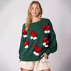 Women's 3D Christmas Bow Decoration Long Sleeve Pullover Sweatshirt Top  