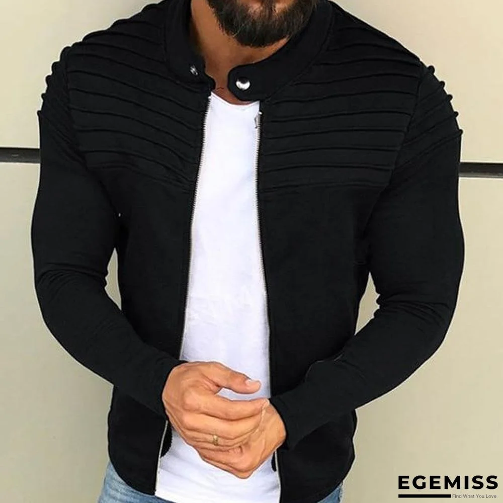 Men's Winter Pleats Slim Stripe Fit Raglan Zipper Long Sleeve Top Coat Chaqueta Hombre Mens Jackets And Coats | EGEMISS