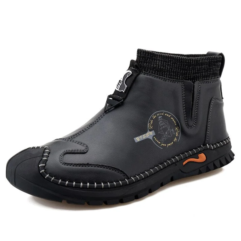 Nine o'clock New Arrivals Men Ankle Boots Autumn Breathable Slip-on Shoes Winter Plush Casual Botas De Hombre Trend Large Size