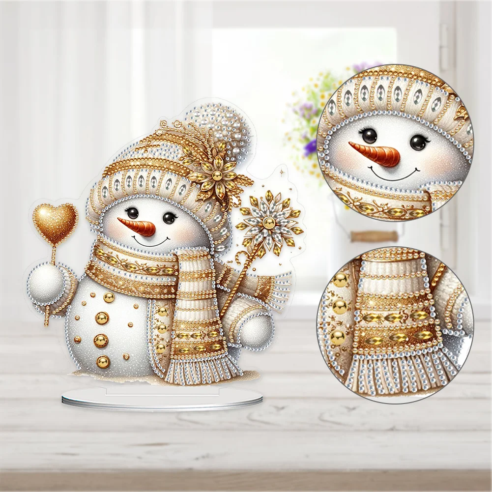 DIY Christmas Snowman Acrylic Special Shaped Decor Desktop Diamond Art Kits for Home