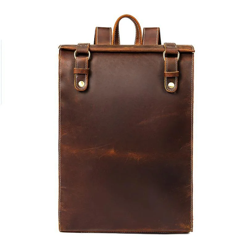 Retro Style Contrast Stitching Top-Handled Genuine Leather Antique Brass Hardware Satchels