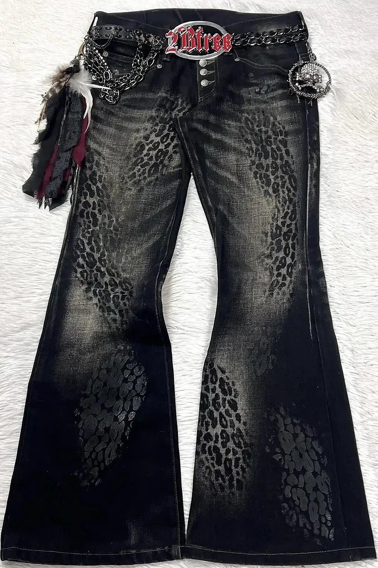 Y2K Gothic Low-Rise Flare Pants