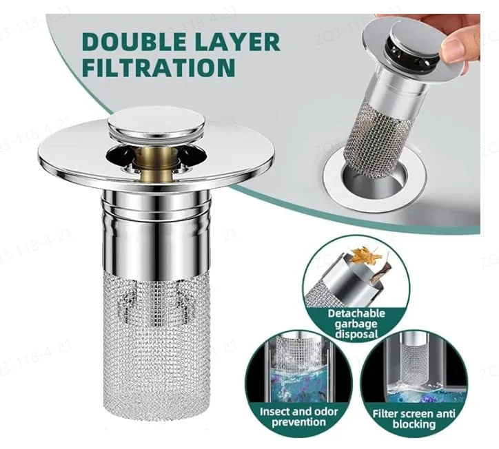 🔥Last Day Promotion 49% OFF🔥TIMNAMY&trade; Pop Up Sink Drain Strainer----🛀Removes odors and prevents blockages