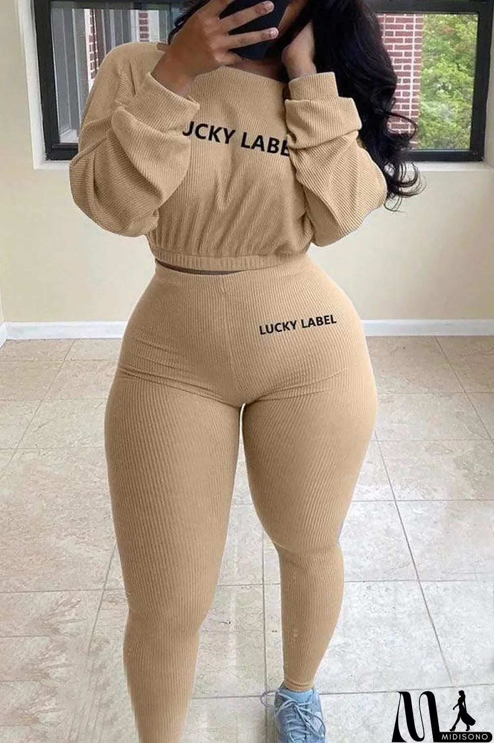 MidiSono - White Fashion Casual Pit Article Fabrics Letter Embroidered Boat Neck Two Pieces