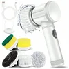 Electric Spin Scrubber Rechargeable Handheld Cleaning Brush with 5 Brush Heads