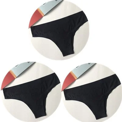 New Fashion Ice Silk Seamless Briefs Plus Size Sexy Breathable Solid Pure Color Black Low-Rise Panties Women Underwear Briefs