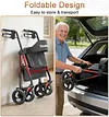 Soundfuse Bariatric Walker for Seniors with Extra Wide Seat, 500lb Heavy Duty Rollator Walker,  Handle & Seat Height Adjustable, Foldable Rolling Walkers with 8" All-Terrain Wheels