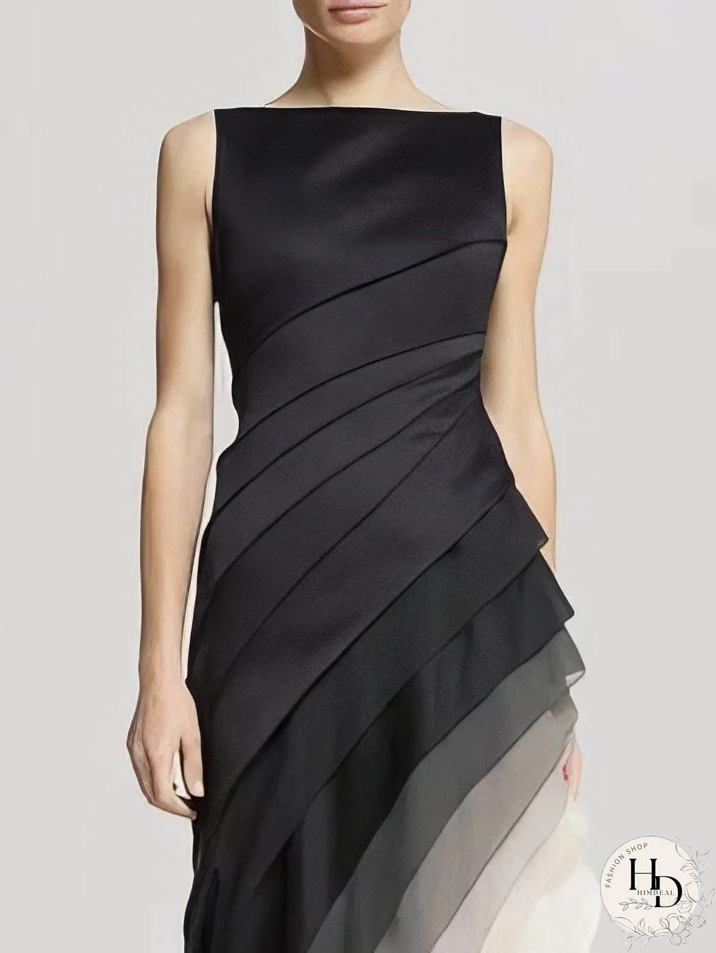 Ombre Layered High Waist Irregular Dress