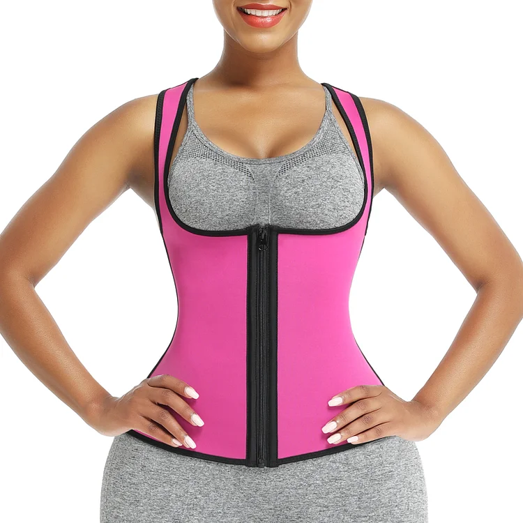 Wholesale Rose Red Front Zipper 7 Steel Bones Neoprene Vest for Postpartum Recovery