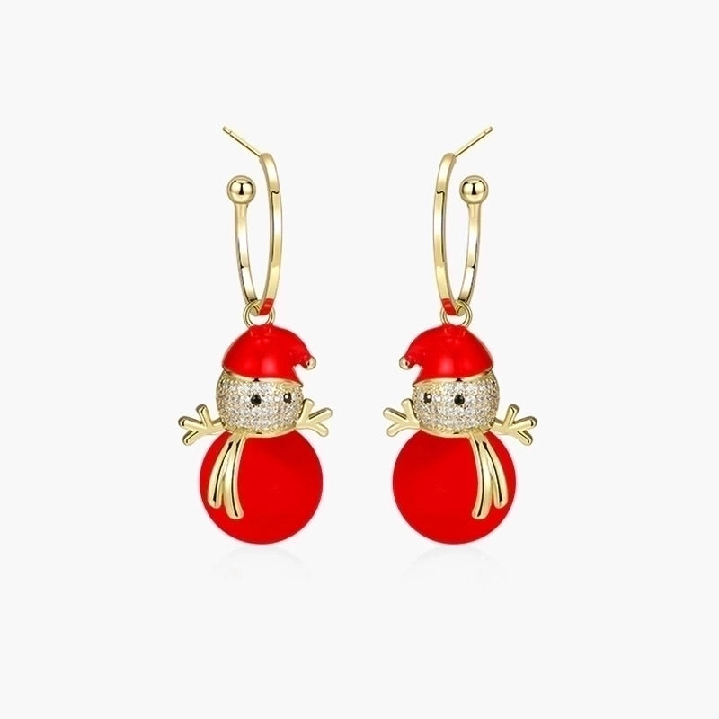 Fashion Christmas Tree Snowman Snowflake Alloy Enamel Rhinestones Women’s Drop Earrings Ear Studs 1 Pair