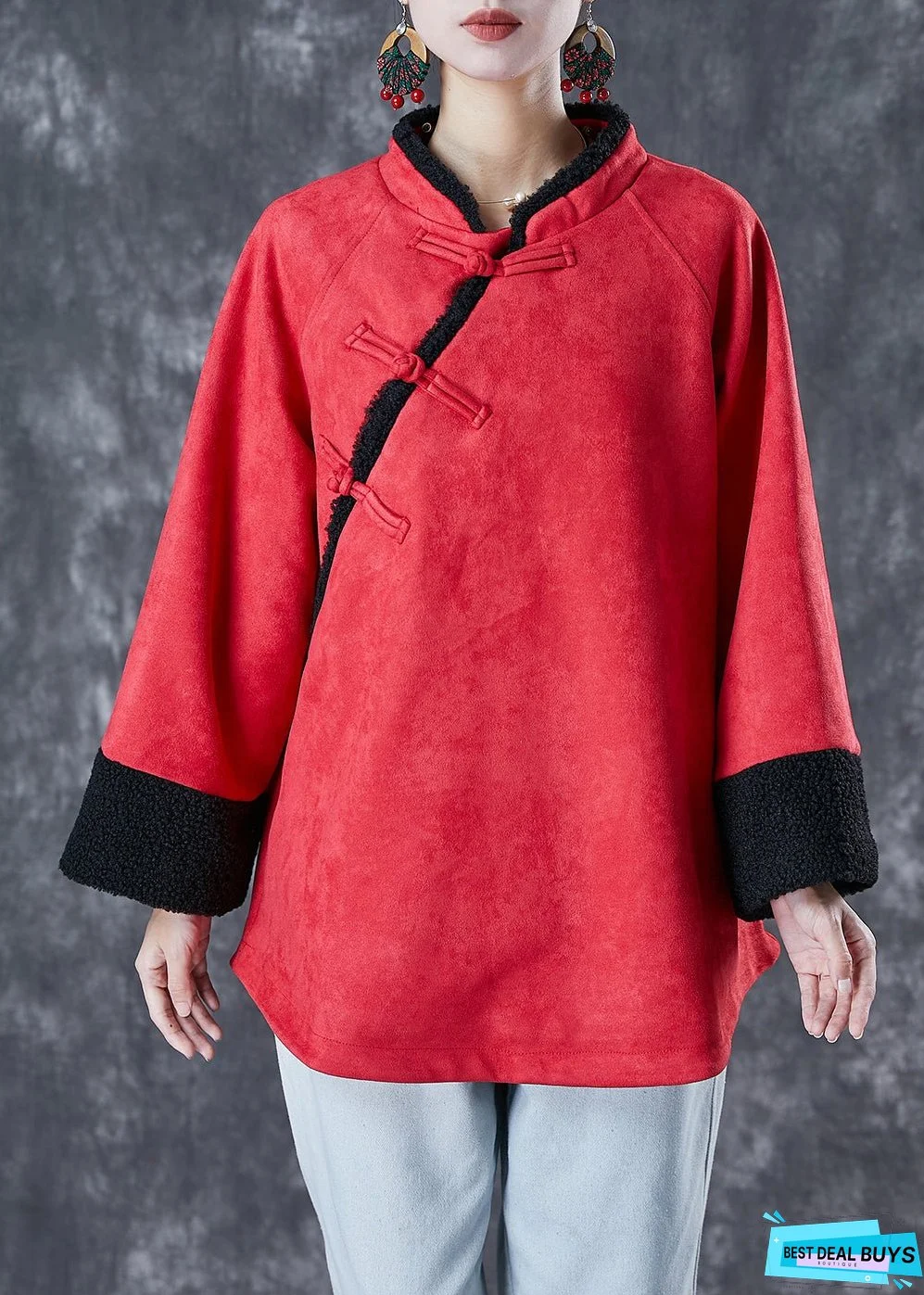 Vintage Mulberry Oversized Thick Cotton Chinese Style Coat Fall