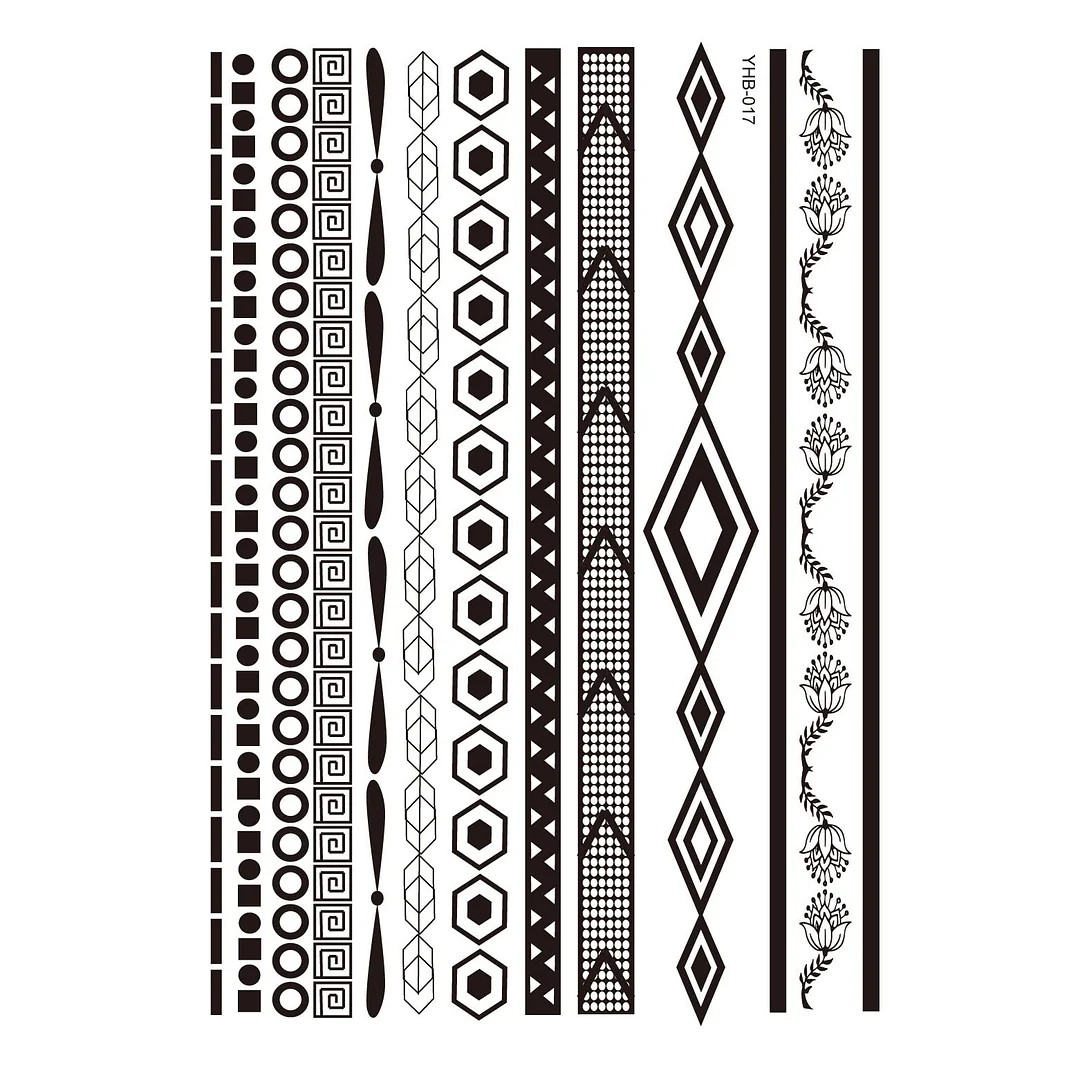 Stockings Tattoo Legs Black Henna Lace Bracelet Temporary Tatoo Sticker Mehndi Stickers for Hand Finger Leg Thigh Body Art Decal