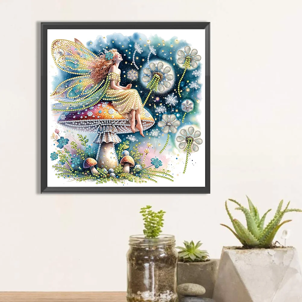 Partial Round Diamond Painting 30*30cm - Dandelion Mushroom Elf