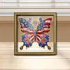 Independence Day Butterfly DIY Special Shaped Drill Wooden Diamond Painting Tabletop Ornaments Kit with Photo Frame Desktop Diamond Art Kits Double-Sided Pattern for Adults/Beginners Home Decor