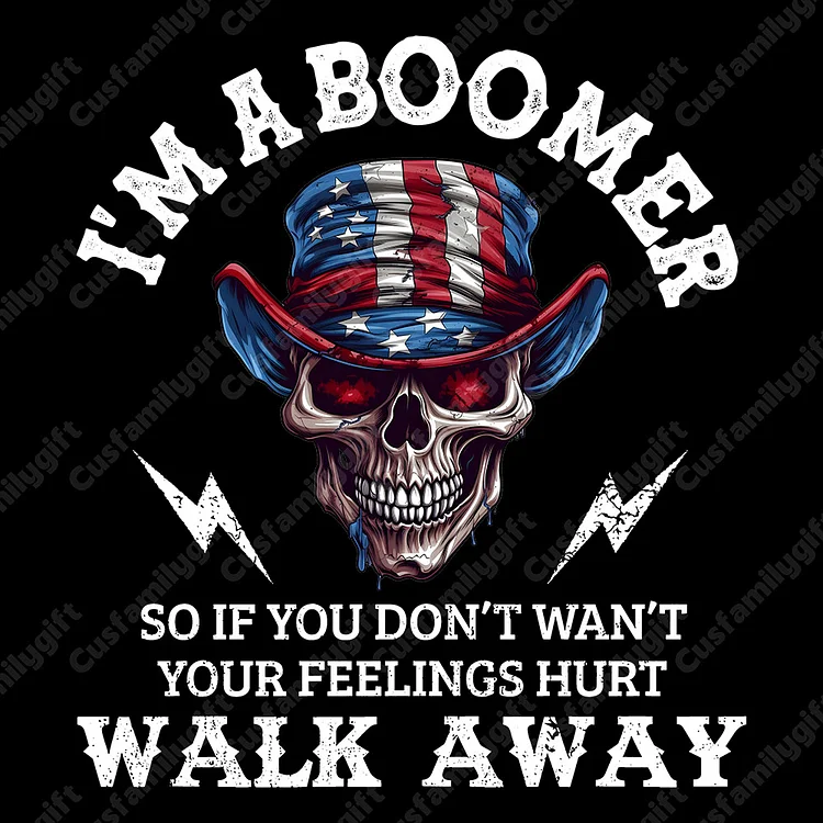 American Skull Cliparts T-shirt, Wake Away, I'M A BOOMER T-shirt, Custom Year Of Birth Sweatshirt, Unisex Hoodie, Boomer Generation T shirt